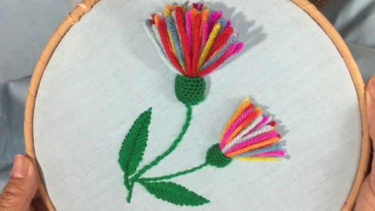 Hand embroidery easy stitch tassels flower embroidery stitch design