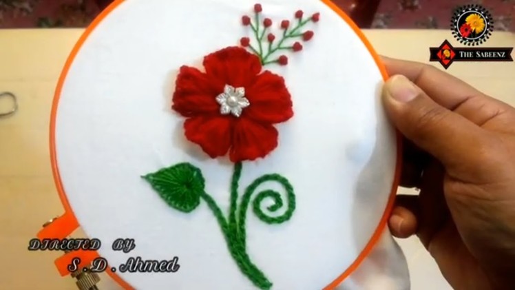 Hand Embroidery -easy trick woolen flower with embroidery
