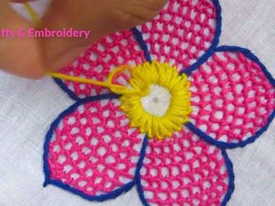 Hand Embroidery, Honeycomb Stitch Embroidery, Easy Flower Embroidery