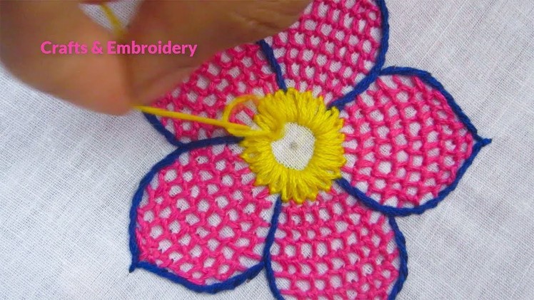 Hand Embroidery, Honeycomb Stitch Embroidery, Easy Flower Embroidery