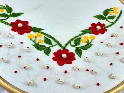 Hand Embroidery neckline embroidery design.