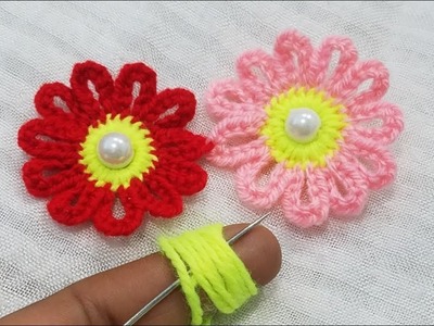 Hand Embroidery:Wow Beautiful Amazing #Sewing Hack,Easy Trick Make a Flower With Finger