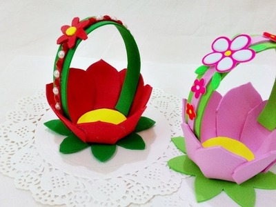 How to make a flower basket  |  DIY foam sheet crafts  |  Kids fun craft ideas