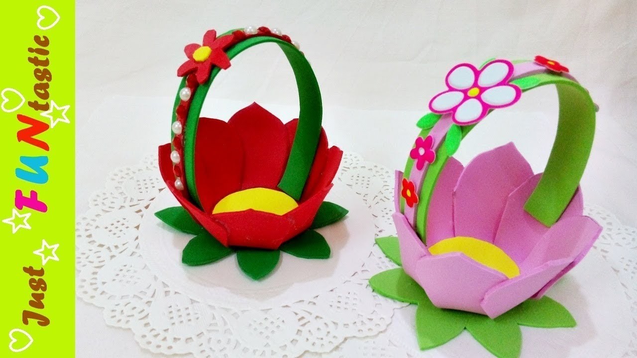 How To Make A Flower Basket Diy Foam Sheet Crafts Kids Fun Craft Ideas