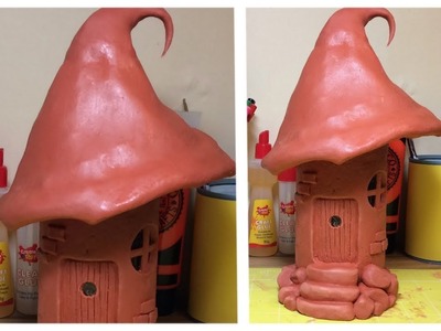 How To Make a Terracotta Clay Fantasy Mushroom House , Fairy Mushroom Night Light