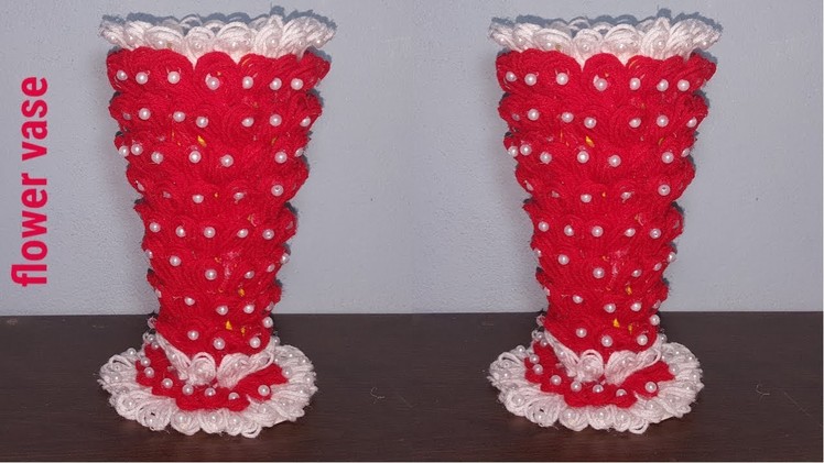How to make flower vase - Craft ideas - Best out of waste ||Woolen craft ideas
