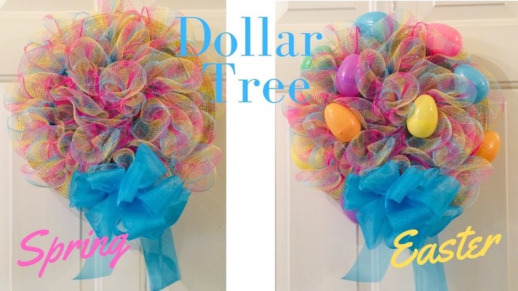 Inexpensive Dollar Tree Easter Spiral Wreath DIY