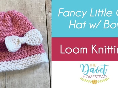 Loom Knitted Fancy Little Hat with Bow