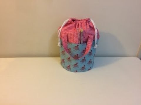 Round Bottom Drawstring Bag  With Pocket l Knitting Bag DIY