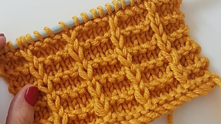 Şeritli Atkı. Yelek.Hırka Modeli. Knit Waffle Stitch