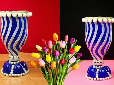 SIMPLE !! Plastic bottle craft ideas easy flower vase || Plastic bottle recycling ideas flower vase