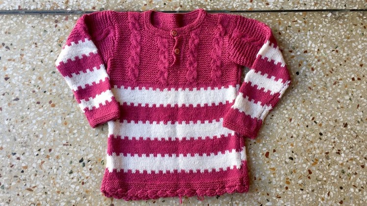Very easy double colour sweater design in Hindi