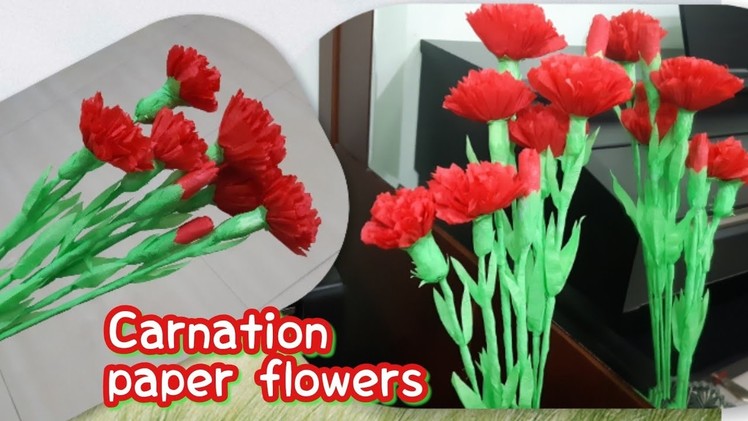 Cara membuat bunga Carnation kertas | DIY craft carnation paper flowers