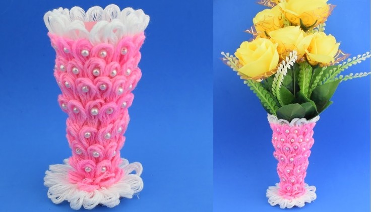 DIY Innovative Flower Vase Using Woolen | How to Make Flower Vase Craft Ideas Out of Waste Wool