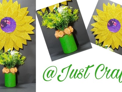 DIY Sunflower Photo Pot | DIY Photo Frame | Glitter Sheet Craft Ideas | Just Craft | msjustcraft