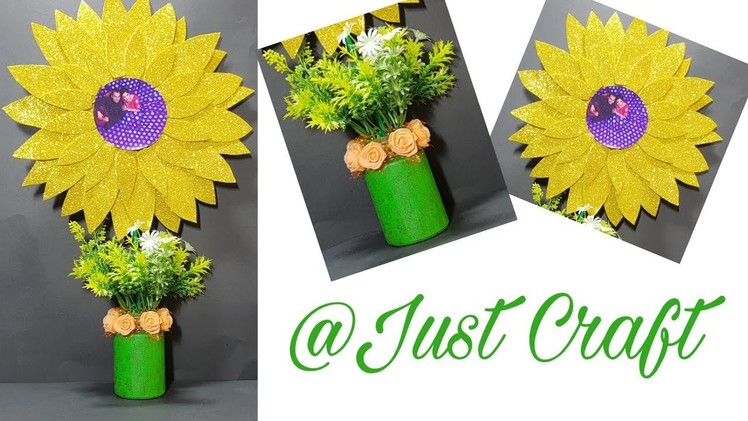 DIY Sunflower Photo Pot | DIY Photo Frame | Glitter Sheet Craft Ideas | Just Craft | msjustcraft