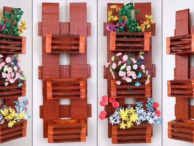 Genius Cardboard Craft.  || DIY Wall Hanging Flower Pot Making || Handmade Things
