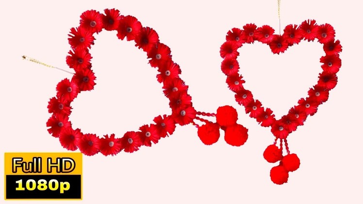 Heart shaped wall hanging craft ideas |  valentine's day diy decor | heart shape wall decoration