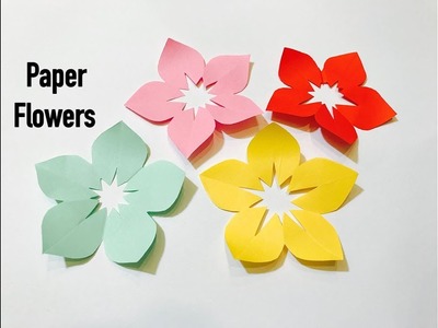 How to make 5 Petal Hand Cut Paper Flowers : DIY : Craft