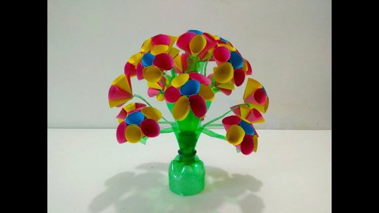 How to make Paper Flower | Guldasta Paper Flower |Plastic Bottle Craft Idea| Room Decoration Idea.
