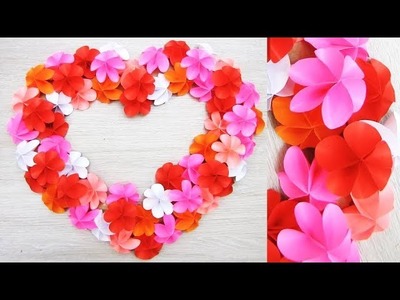 Paper Wall Hanging Craft Ideas - Paper Flower - Paper Craft. Heart Wall Decoration.