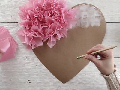 Tissue Paper Puffy Heart Valentine's Window Decoration - Easy Craft Project