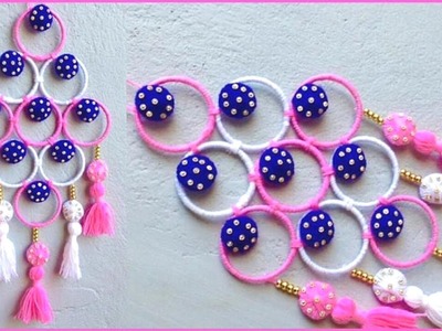 Best Out Of Waste Bangle Craft Ideas. How To Make Door Hanging With Bangles and Woolen at Home