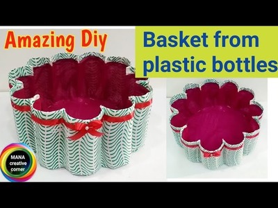 Best out of waste plastic bottle basket#plastic bottle craft idea#waste plastic bottle reuse idea#