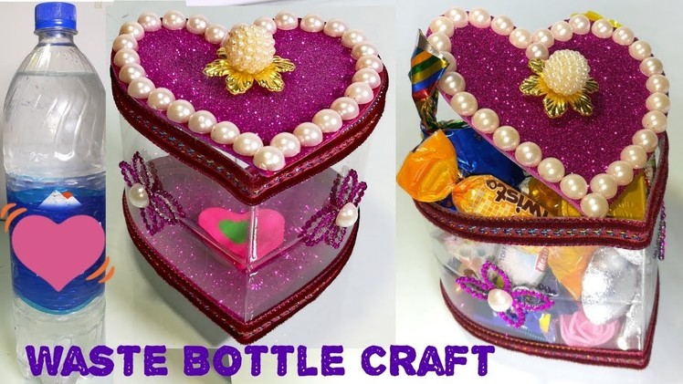 Diy Easy Heart Gift Box With Waste Plastic Bottle | plastic bottle craft ideas gift box | diy crafts
