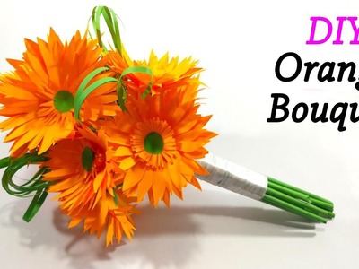 DIY Orange Carnation Bouquet - Beautiful Paper Orange Gerbera Daisies Bouquet - Flower Bouquet Ideas
