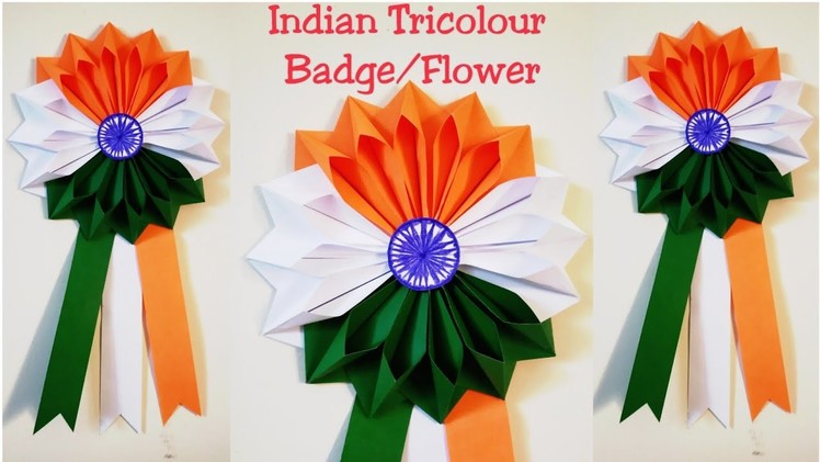 DIY Republic Day Badge.Indian Tricolour Craft Idea.How to Make Indian Tricolour Badge.DIY Badge