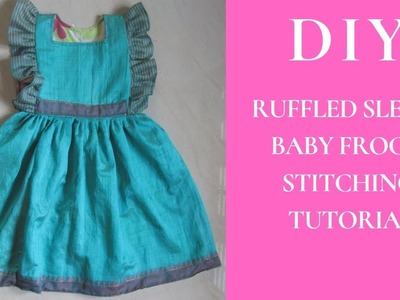 DIY Ruffled Sleeve Baby Frock Stitching and Cutting Tutorial in Malayalam