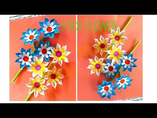Diy Stick Flower_How To Make Easy Paper Stick Flower_Paper Craft.