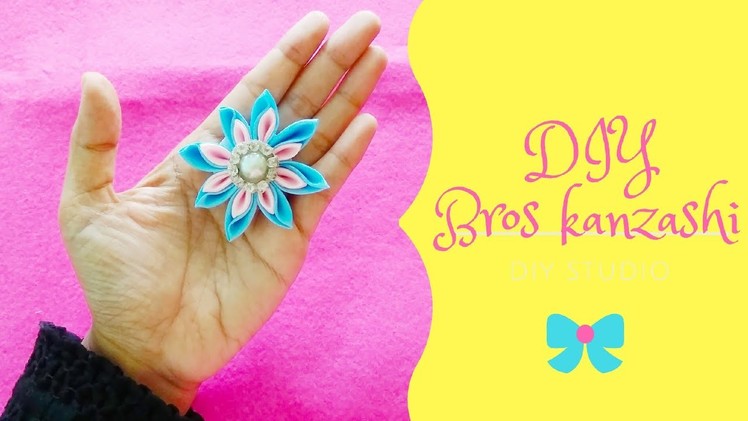 DIY || Tutorial KANZASHI || Simple KANZASHI flower #DIYkanzashi #diybroskanzashi     #kanzashiBrooch