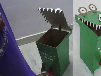 Dustbin from Cardboard | DIY funny toy Dustbin making at home