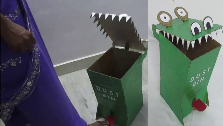 Dustbin from Cardboard | DIY funny toy Dustbin making at home