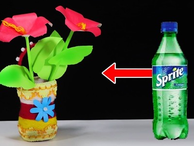 Empty Plastic Bottle Vase Making Craft, Coca Cola Bottle Recycle Flower Vase Art Decoration Idea