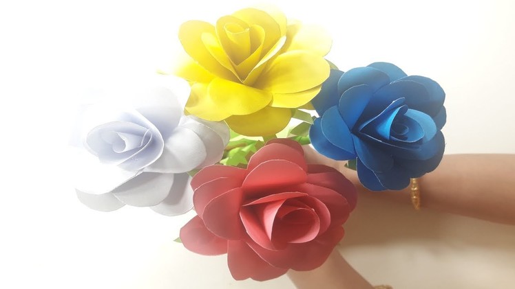 How To Make Rose With Paper – Easy Rose Paper Flowers | DIY Paper Rose