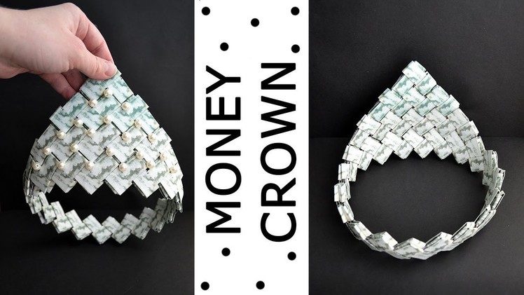 Money CROWN for graduation | Modular Origami with beads | Dollar Tutorial DIY