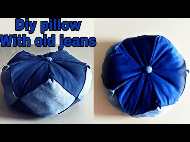 Recycle old jeans. Diy pillow using old jeans. Diy denim pillow