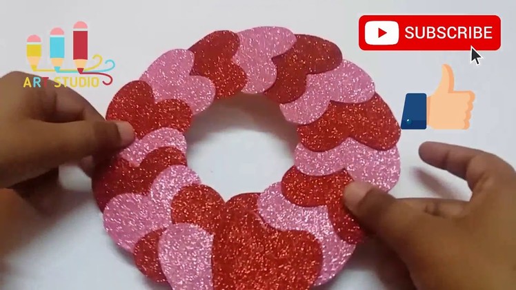 Wall Hanging of Heart Shape | Heart Wall Hanging Craft | Easy Wall Hanging With  Glitter form Sheet