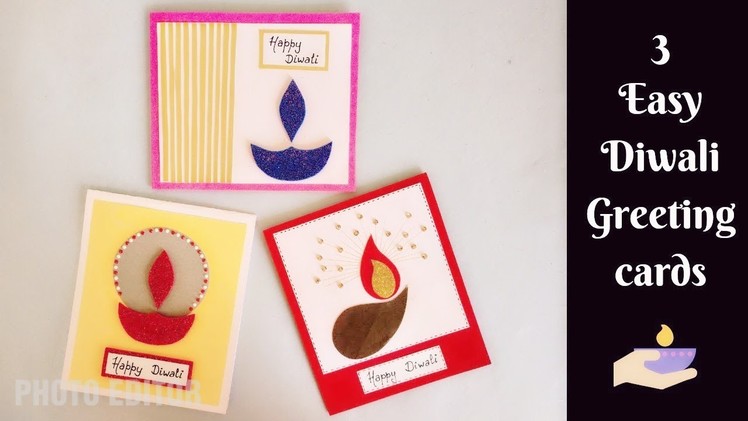 3 Quick and Easy Handmade Cards for Diwali | DIY Greeting Card | Diwali Cards