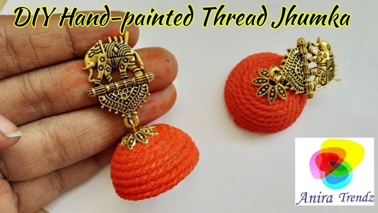 DIY Hand-painted Thread Jhumka Tutorial. 5 minute craft ideas