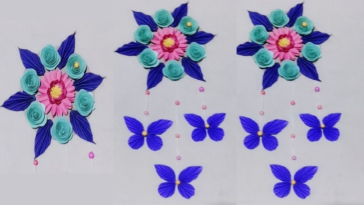 DIY: paper flower wall hanging | Wall Decoration| diy art and craft.Easy 5- minute crafts ideas