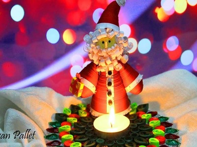 DIY Paper Quilling Christmas Candle Holder Decoration.3D Creative Quiling craft Showpiece for X-Mas