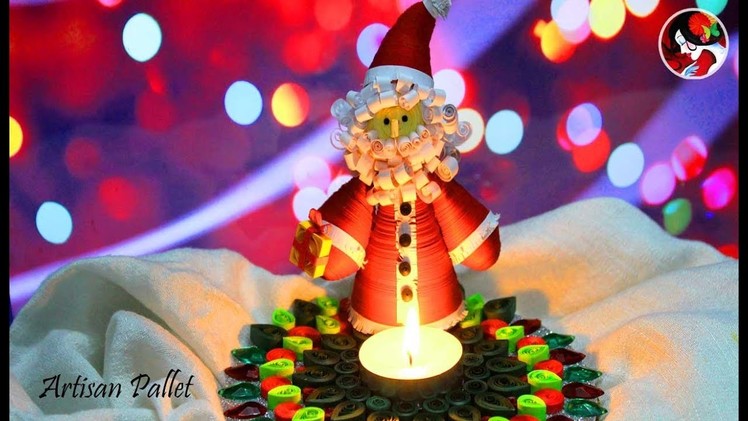 DIY Paper Quilling Christmas Candle Holder Decoration.3D Creative Quiling craft Showpiece for X-Mas