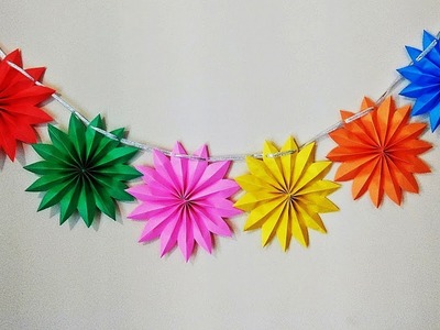 DIY - Paper Star Garland for Party Decorations ( Birthday. Christmas. Diwali )
