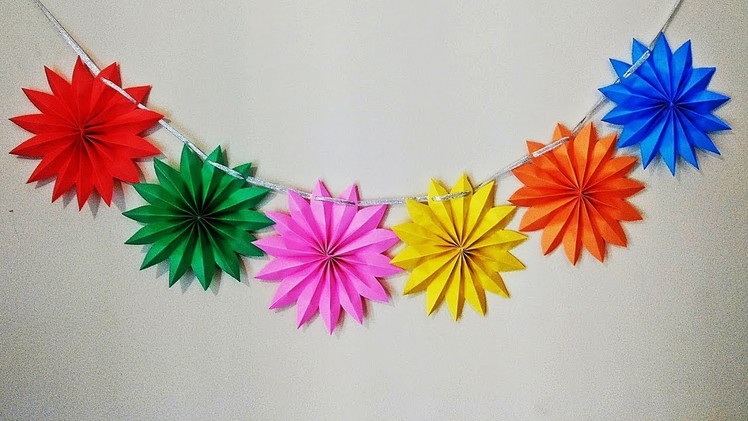 DIY - Paper Star Garland for Party Decorations ( Birthday. Christmas. Diwali )