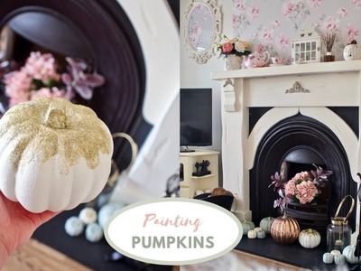 DIY pastel painted pumpkins with glitter