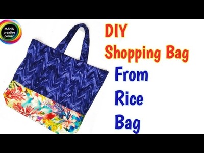 DIY Shopping Bag from Rice Bag#Best out of waste craft#Rice Bag craft idea